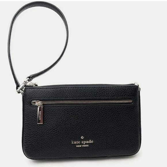 Kate Spade Leila Convertible Wristlet Wallet Purse Pebble Leather Black Clutch - Picture 3 of 6